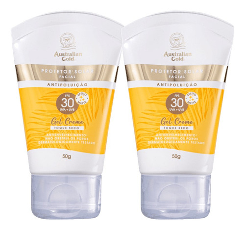 Kit 2 Protetor Solar Facial Creme Fps 30 Australian Gold 50g
