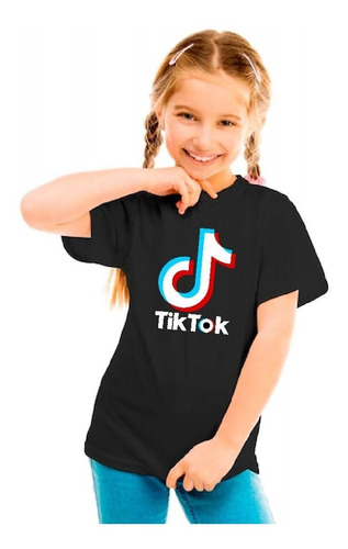 Remera Algodón Negra Infantil Tik Tok