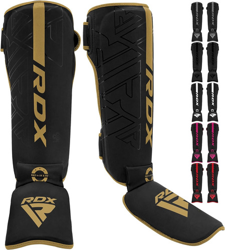 Espinilleras Rdx M , Para Artes Marciales, Dorado Y Negro