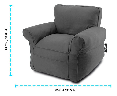 Puff Sillón Couch Individual Cómodo Relleno De Hule Espuma Color Gris oscuro