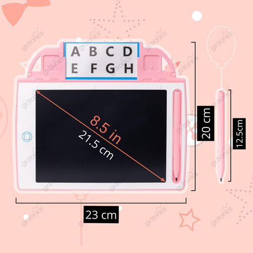 Pizarra Magica Tablet Niños Lcd 8.5 Con Plantillas De Dibujo Color Rosa
