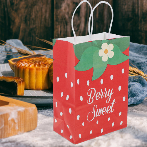 12 Bolsas De Regalo De Fiesta Con Forma De Fresa Con Asas St