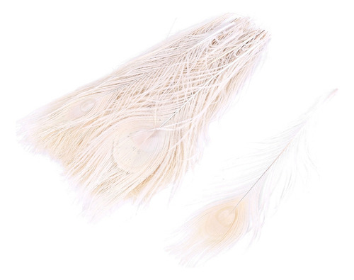 50 Unidades De Plumas De Pavo Real Blancas Naturales En El O