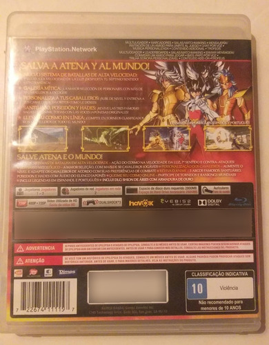 Juego Fisico Ps3 - Caballeros Del Zodiaco - Soldados Valient (Usado)