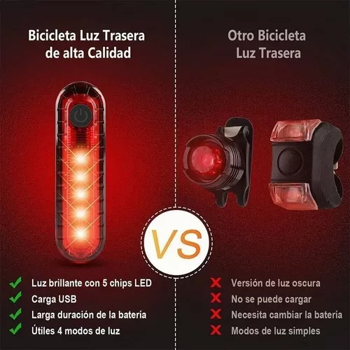 Luz Bicicleta 4000 Lúmenes Recargable Accesorios Con Luz Trasera, Luz Para Bicicleta Impermeable 2 Led, Lampara Bicicleta Luces De Bicicleta Superbrillantes Para Conduccion Nocturna Con 4 Modos Negro