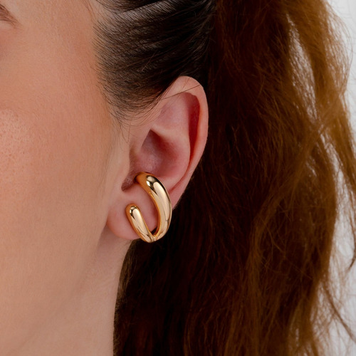 Brinco Ear Hook Class Banhado A Ouro (semijoia)