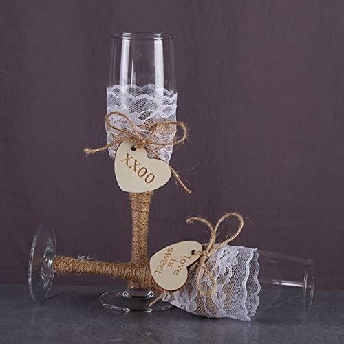 Adorno Para Torta Juego De 2 Copas De Champán De Boda Estil