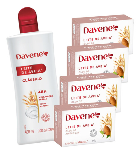 Hidratante Leite De Aveia 400ml+ 4 Sabonetes Aveia Amendoas