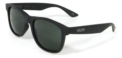 Óculos de sol Hupi Esporte HUPI Único, design Preto, cor preto armação de acetato italiano cor preto, lente verde-escuro de policarbonato clássica haste de policarbonato