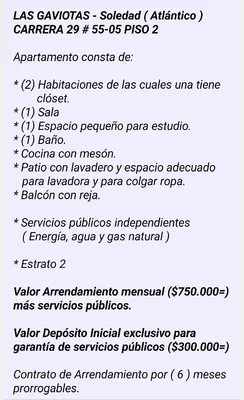 Apartamento en arriendo