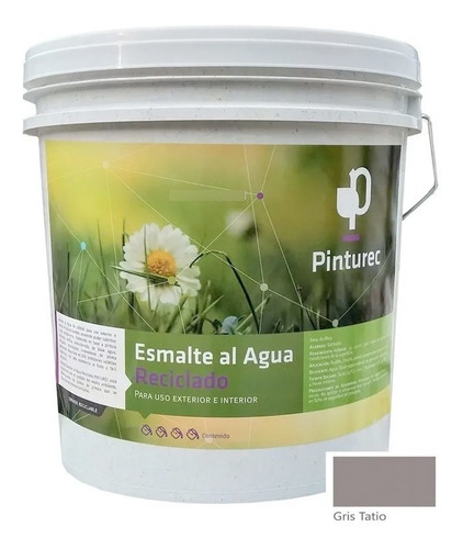 Esmalte Al Agua Reciclado Pinturec Gris Tatio 4 Galones