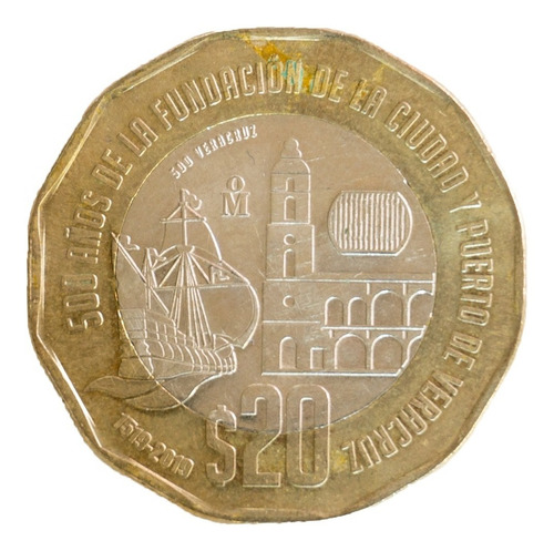 Moneda 500 Años De La Fundación Del Puerto De Veracruz.