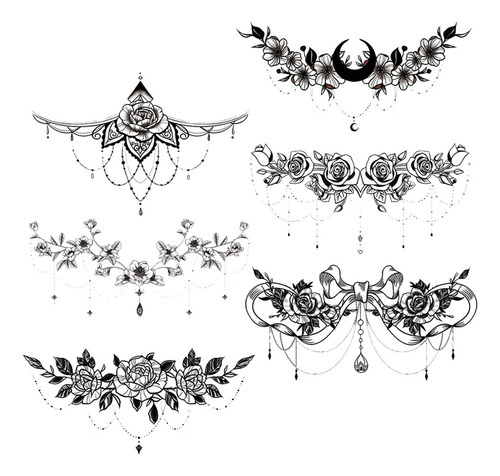 Pegatinas Para Tatuajes En El Pecho, 6 Unidades