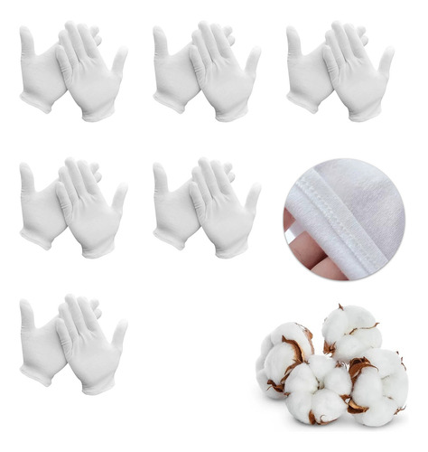 6 Pares De Guantes Blanco De Algodón Para Industria, Joyería