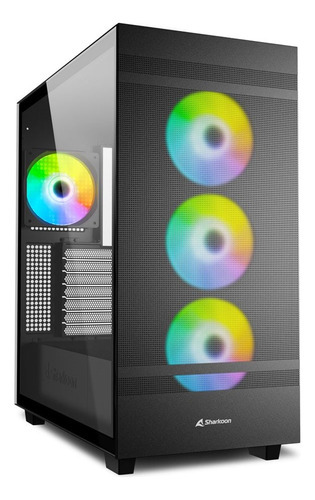 Gabinete Gamer Sharkoon Rebel C50 Rgb Negro 4fan Vidrio Mesh