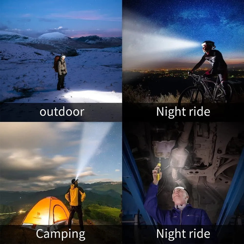 Imagen 2 de 6 de Linterna Lampara Frontal Cabeza Camping Led Alta Potencia