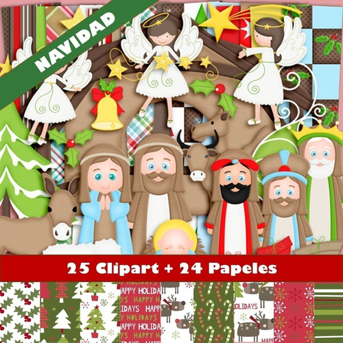 Kit Pesebre Navidad Clipart Imágenes Png Y Papeles Digitales