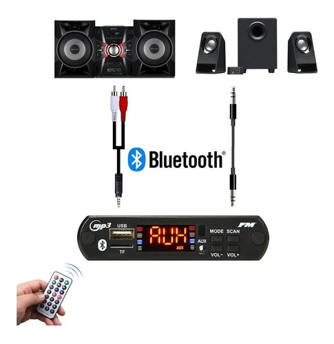 Imagen 1 de 5 de Caja Adaptador Lectora Mp3 Usb Radio Con Bluetooth A 220v