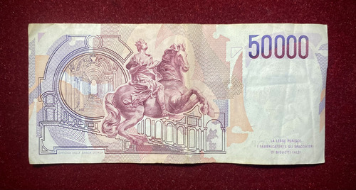Billete 50000 Liras Italia 1990 Pick 113 B Lorenzo Bernini (Usado)