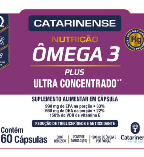 Kit 3 Ômega 3 Plus Ultra Concentrado Óleo De Peixe 1800mg Sabor Sem Sabor