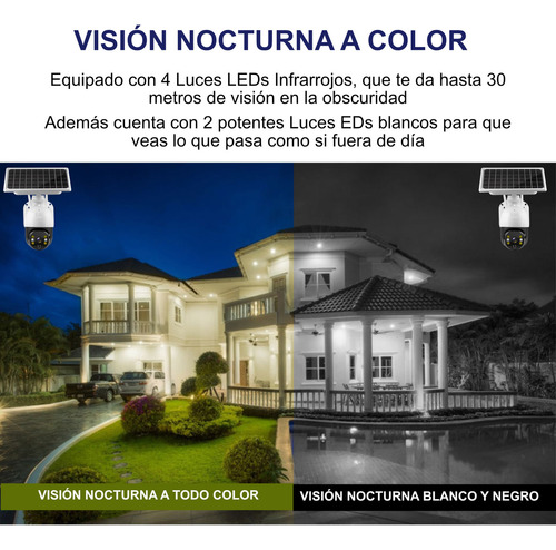 Camara Wifi Solar Cctv Panel Con Baterías Full Hd 3mp Icsee Color Blanco Con Negro