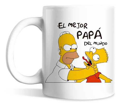 Imagen 1 de 2 de Taza Personalizada Homero Bart Simpson Cerámica Regalo Papa