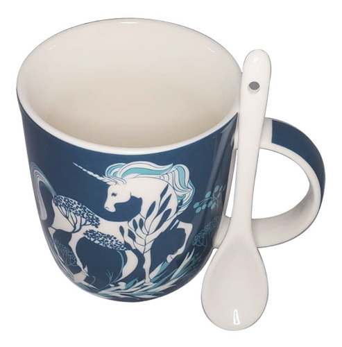 Taza De Café Unicornio De Porcelana Con Cuchara