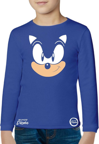 Polera Manga Larga De Niño Sonic Rostro