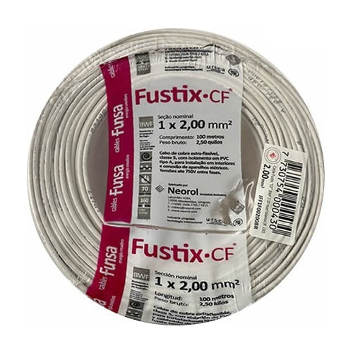 Cable De Electricidad Clase 5 De 2 Mm Bobina 100 Mts Blanco