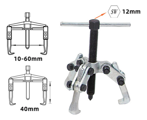 Extractor De Rodamientos, 3 Mordazas De 10 A 60 Mm