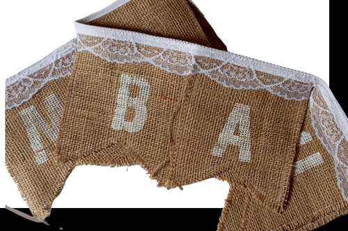 Banderín Mi Bautismo Arpillera Puntilla Letra Pintada 1,50mt