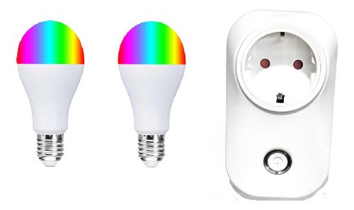 Kit B: 2 Lámparas 10w Smart Rgb + 1 Enchufe Smart Schuko 10a