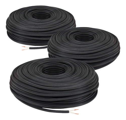 Pack 3x: Cable Uso Rudo 2x16 Rollo Con 100m Exteriores Negro