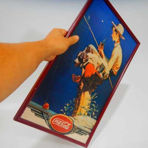 Imagen 5 de 9 de Cocacola Poster Publicitario Antiguo, Original Niño Pesca #3
