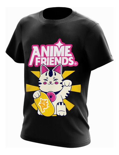 Camiseta Anime Friends Maneki Neko Preta