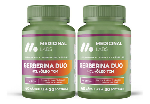 Kit 2 Berberina Duo 60 Caps 30 Softgel Medicinal Labs