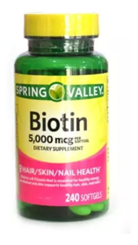 Biotin Americano 240 Cápsulas Blandas, Biotina 5000mcg