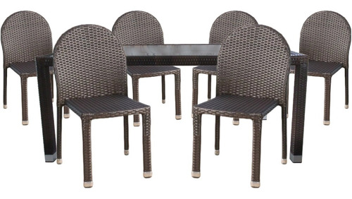 Conjunto Mesa Jardín Aluminio Y Simil Rattán+6 Sillas.myshop