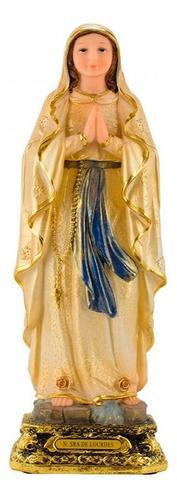 Imagem Nossa Senhora De Lourdes Enfeite De Resina 40.5 Cm Cor Dourado-escuro