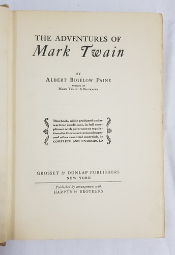 Libro Las Aventuras Mark Twain Albert Paine Ingles G10