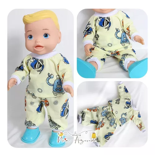 Roupa boneca Baby Alive Pijama longo menina xadrez