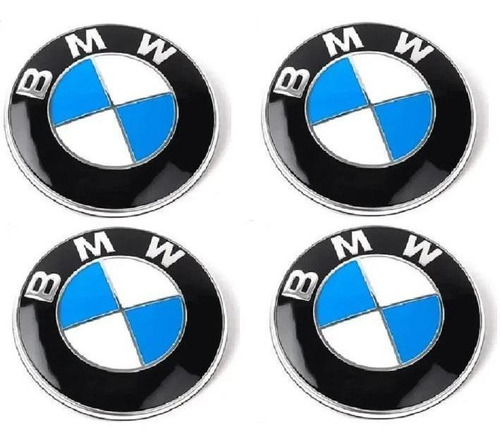 4 Emblema Adesivo Calotinhas Bmw Aluminio 56mm