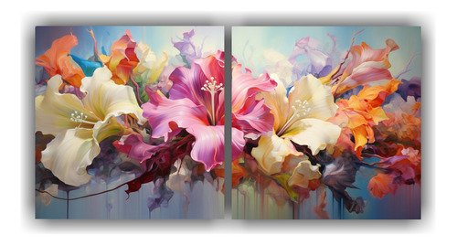 120x60cm Set 2 Canvas Concepto Contraste Pinturas Flores Abs