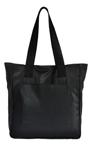 Amplia Cartera Tote Negra Con Bolsillos