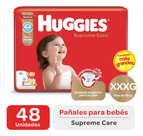 Pañales Huggies Supreme Care Cuidado Superior Xxxg X 48 Uni