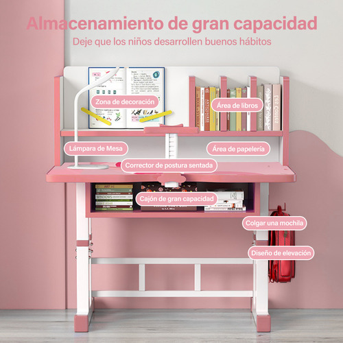 Lazydot Juego De Escritorio Y Silla Para Niños, Escritorio De Estudio Para Niños De Altura Ajustable Escritorio De Lectura Ergonómico Con Cajón Para El Hogar De Los Niños Con Cajón Pour Enfants