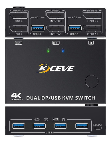 Conmutador Kvm Para 2 Ordenadores Con Monitor Conmutador Kvm