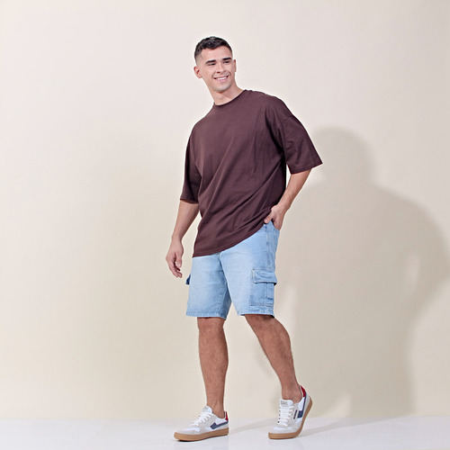 Pack Remera Oversize Y Bermuda Cargo Hombre Ybr Jeans