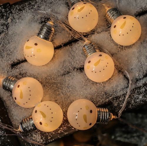 Cadena De Luces Navideñas De Muñeco De Nieve 3m 20 Luces