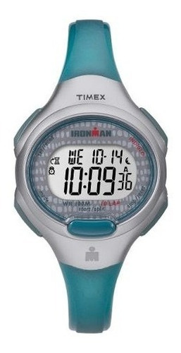 Reloj Timex Ironman Essential 10 Laps Tw5m10100 Casio Centro Color de la malla Celeste Color del bisel Gris Color del fondo Gris